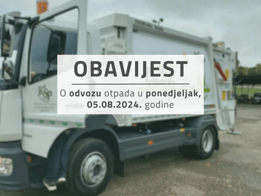 Odvoz otpada u ponedjeljak, 5. kolovoza